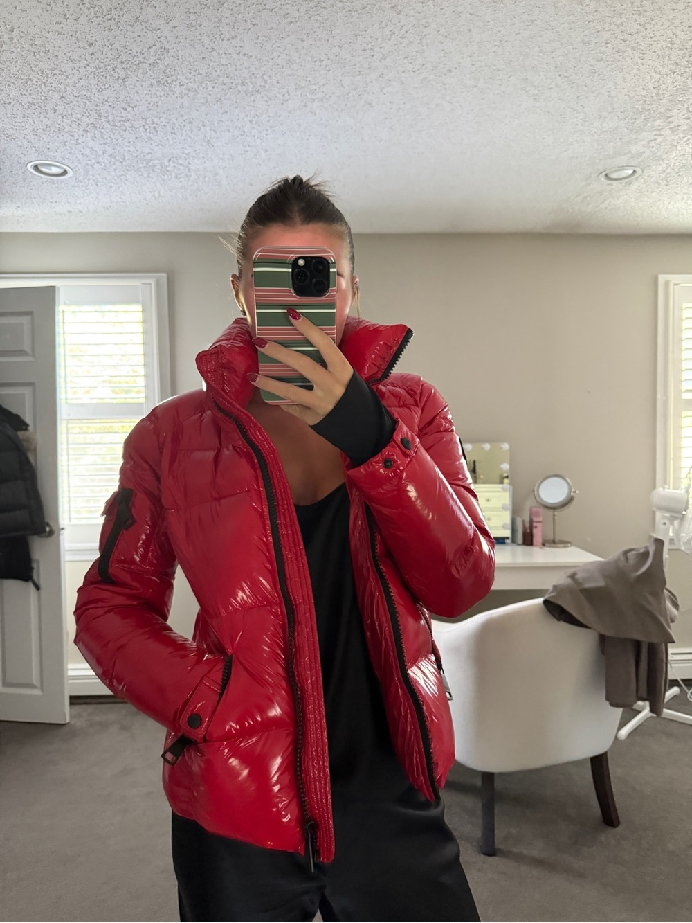 SAM. Shiny Red Quilted Puffer Jacket
